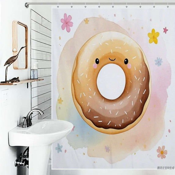 Shower Curtain Cute Donut With Sprinkles Art Polyester Waterproof Home Ration Curtain With Hook