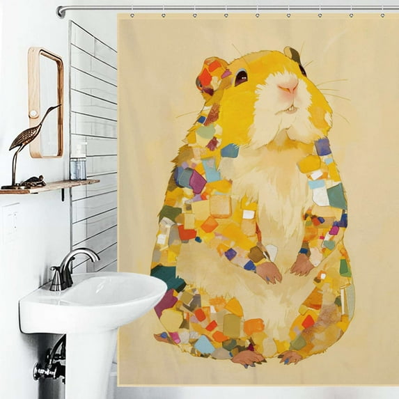 Shower Curtain Cute Guinea Pig Bathroom Waterproof Polyester Home Ration Curtain With Hook