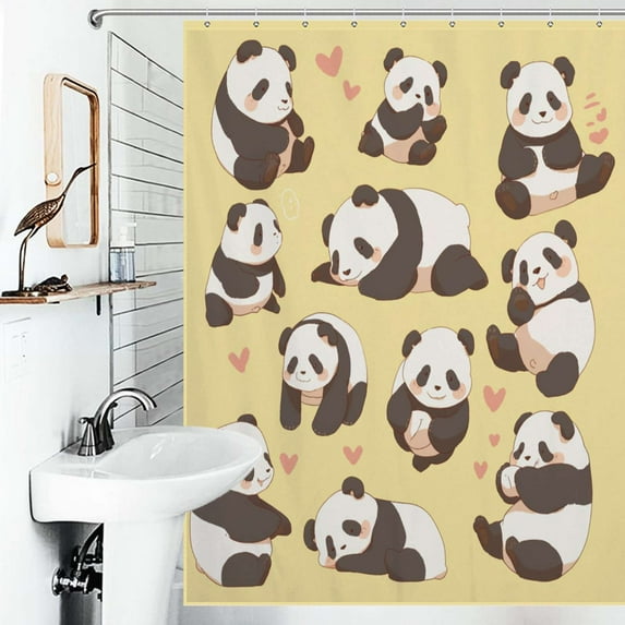 Shower Curtain Cute Panda Bathroom Waterproof Polyester Home Ration Curtain With Hook