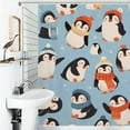 thumbnail image 1 of Shower Curtain Cute Penguin Bath Curtain Polyester Fabric Bathroom Ration With Hooks, 1 of 4