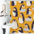 thumbnail image 1 of Shower Curtain Cute Penguin Bath Curtain Polyester Fabric Bathroom Ration With Hooks, 1 of 4