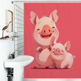 thumbnail image 1 of Shower Curtain Cute Pig Polyester Waterproof Home Ration Curtain With Hook, 1 of 4
