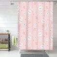 thumbnail image 1 of Shower Curtain, Cute Rabbit Flower Pink Waterproof Fabric Plastic Shower Curtain, Drying Fast Bathroom Curtain with 9 Buttonholes, Ruffle Shower Curtain 60x72in, 1 of 8