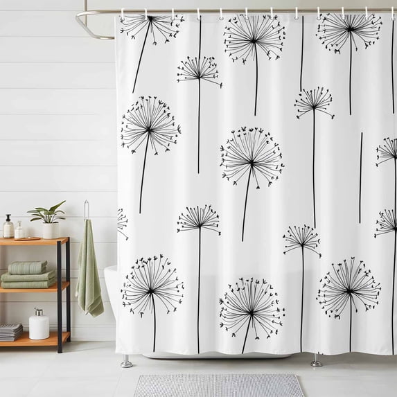 Shower Curtain Dandelion Shower Curtains for Bathroom Decor, Waterproof Polyester Shower Curtain Set with Hooks, Extra Long 72" x 96" Simple Style