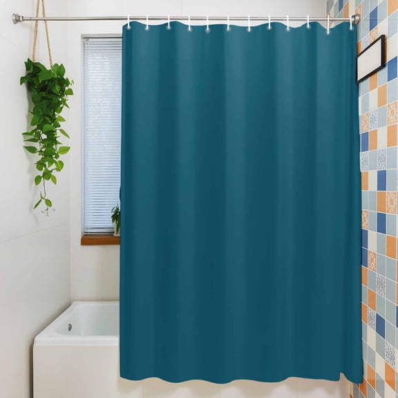 Shower Curtain, Dark Teal Waterproof Polyester Fabric Bath Curtain with Hooks for Bathroom Bathtub Stalls, Solid Green Color 36x72IN