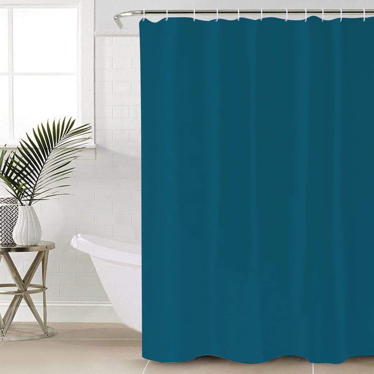 Shower Curtain Dark Teal Waterproof Shower Curtain Set with Hooks for Bathroom Showers,Stalls and Bathtubs,72x78In Solid Green Color
