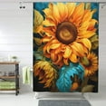 thumbnail image 1 of Shower Curtain, Deep Yellow Colorful Sunflower Waterproof Fabric Plastic Shower Curtain, Drying Fast Bathroom Curtain with 9 Buttonholes, Ruffle Shower Curtain 60x72in, 1 of 8