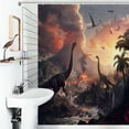 thumbnail image 1 of Shower Curtain Dinosaur Filled Ancient Jungle Bath Curtain Polyester Fabric Bathroom Ration With Hooks, 1 of 4