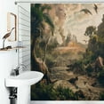 thumbnail image 1 of Shower Curtain Dinosaur Filled Ancient Jungle Bathroom Waterproof Polyester Home Ration Curtain With Hook, 1 of 4