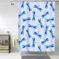 thumbnail image 1 of Shower Curtain, Dragonfly Print Blue Waterproof Fabric Plastic Shower Curtain, Drying Fast Bathroom Curtain with 9 Buttonholes, Ruffle Shower Curtain 60x72in, 1 of 8