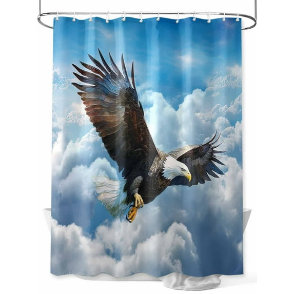 Shower Curtain Eagle Shower Curtains for Bathroom, Waterproof Polyester Shower Curtain Set with Hooks, Standard Size 72" x 72" Blue Sky Cloud