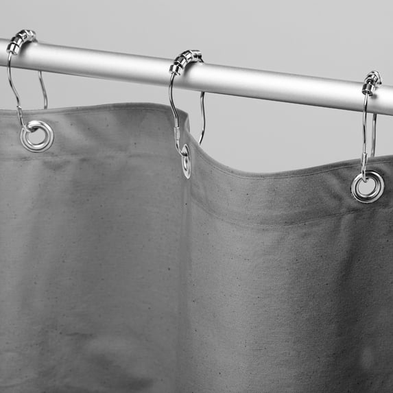 Organic Cotton 54x74" Stall Shower Curtain - Natural fabric Leakproof curtain for luxury bathroom decor - Gray