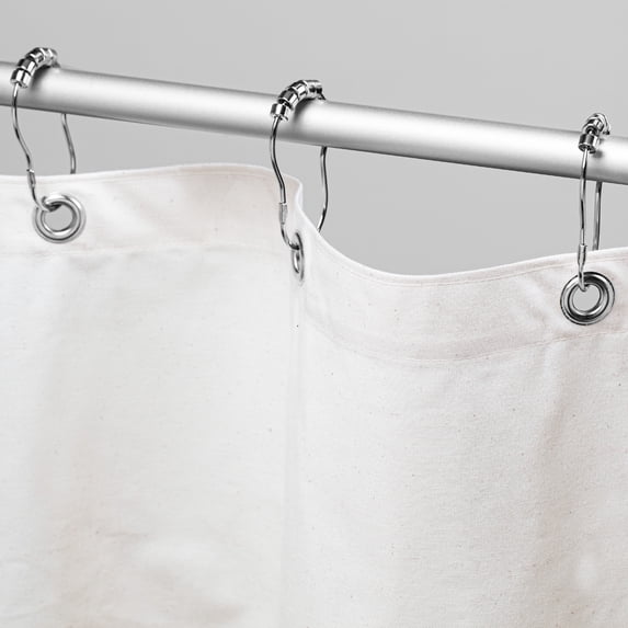 Organic Cotton 54x74" Stall Shower Curtain - Natural fabric Leakproof curtain for luxury bathroom decor - White