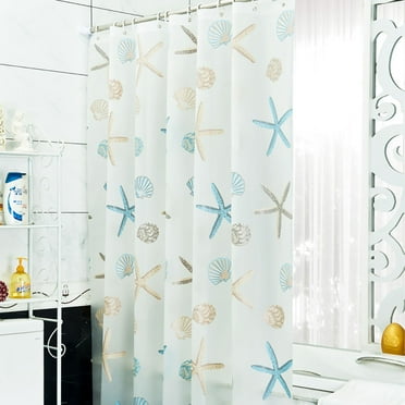 Shower Curtain Eco-Friendly Waterproof Bathroom Curtains Ocean Theme Semi Translucent Shower Curtain Liners with 12 C Hooks
