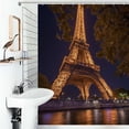 thumbnail image 1 of Shower Curtain Eiffel Tower With Flower Polyester Waterproof Home Ration Curtain With Hook, 1 of 4