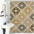 thumbnail image 1 of Shower Curtain Elegant Floral Beige Rug Design Bathroom Waterproof Polyester Home Ration Curtain With Hook, 1 of 4
