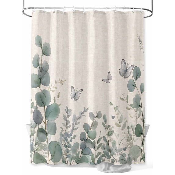 Shower Curtain Eucalyptus Leaf Shower Curtains for Bathroom, Waterproof Polyester Shower Curtain Set with Hooks, Extra Long 72" x 84" Butterfly