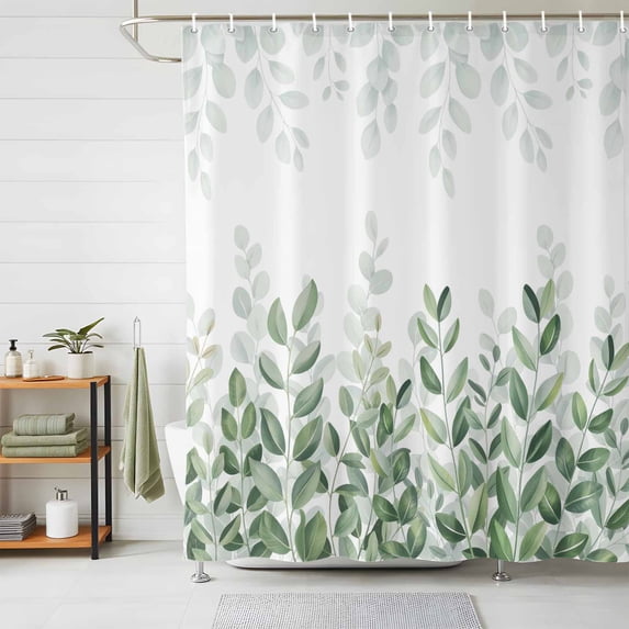 Shower Curtain Eucalyptus Leaves Shower Curtains for Bathroom Decor, Waterproof Polyester Shower Curtain Set with Hooks, Extra Long 72" x 78" Green Leaf Spring Plant