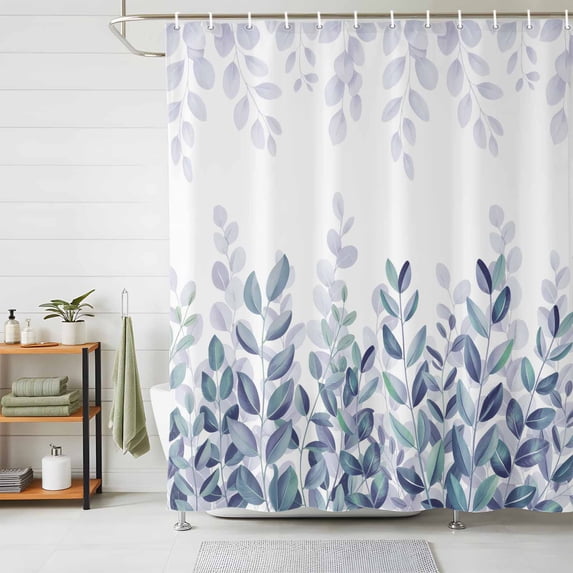 Shower Curtain Eucalyptus Leaves Shower Curtains for Bathroom Decor, Waterproof Polyester Shower Curtain Set with Hooks, Standard Size 72" x 72" Grey Green Leaf