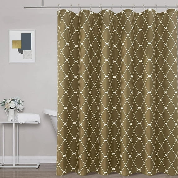 Shower Curtain Fabric Shower Curtain for Bathroom Geometric Shower Curtain with Heavy Duty Water Repellent Bath Decor for Hotel Showers, Standard Size 72 x 72 inch, Brown