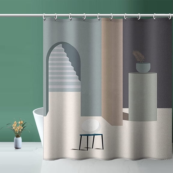 Shower Curtain, Fabric Shower Curtain Liner Abstract Pattern Polyester Shower Stall Curtain with 12 Hooks for Home Hotel Machine Washable Curtain Waterproof Bathroom Shower Curtain(72" X 72")