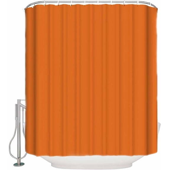 Shower Curtain, Fall Pure Orange Solid Color Washable Shower Curtain with Hooks Bath Decor Fabric Shower Curtains for Bathroom, Hotel, Stalls, Bathtubs 36"W x 72"L