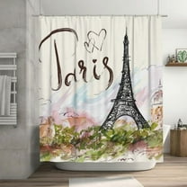 Shower Curtain Fantastic Eiffel Tower Paris Romantic France Printing Waterproof Fabric Bathroom Curtain Set 72x72 Inch with 12 Hooks Home Decoration