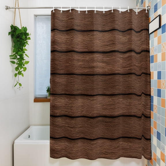 Shower Curtain, Farm Brown Wood Board Waterproof Polyester Fabric Bath Curtain with Hooks for Bathroom Bathtub Stalls, Vintage Farmhouses Barn 36x72IN