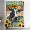 thumbnail image 1 of Shower Curtain Farm Cow Sunflower Waterproof Shower Curtain Set with Hooks for Bathroom Showers,Stalls and Bathtubs,54x78InTeal Brown Wood Board, 1 of 9