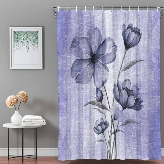 Shower Curtain,Farm Flowers Plant Still Life Waterproof Shower Curtain Set with Hooks for Bathroom Showers,Stalls and Bathtubs,36x72in,Purple Gradient