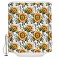 thumbnail image 1 of Shower Curtain, Farm Sunflower Leaves Seamless Waterproof Shower Curtain Set with Hooks for Bathroom Showers,Stalls and Bathtubs,72x72In Watercolor Plant on White, 1 of 9