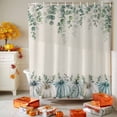 thumbnail image 1 of Shower Curtain, Farm Thanksgiving Pumpkins Eucalyptus Leaf Waterproof Shower Curtain Set with Hooks for Bathroom Showers,Stalls and Bathtubs,36x72In Retro Burlap, 1 of 7
