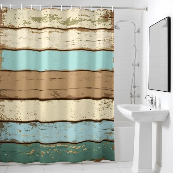 Shower Curtain,Farm Vintage Wood Board Waterproof Shower Curtain Set with Hooks for Bathroom Showers,Stalls and Bathtubs,36x72in,Shabby Farmhouse Wooden Grain