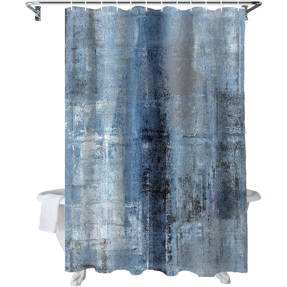 Shower Curtain Farmhouse Abstract Blue Art Painting Shower Curtains for Bathroom Decor Vintage Farm Shower Curtain Sets with Hooks Waterproof Fabric Bath Curtain Small Stall 36" X 72"