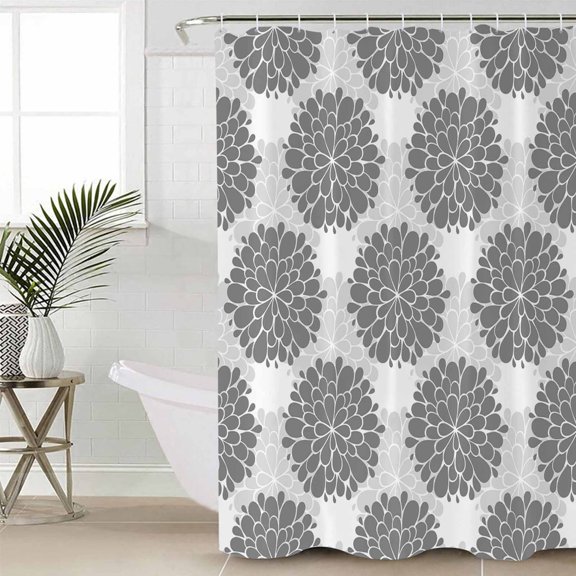 Shower Curtain, Farmhouse Grey Flower Pattern Waterproof Shower Curtain Set with Hooks for Bathroom Showers,Stalls and Bathtubs,60x72In Country Vintage Floral