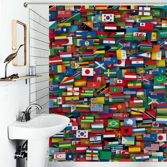 Shower Curtain Flags Of All Countries Of The World Polyester Waterproof Home Ration Curtain With Hook