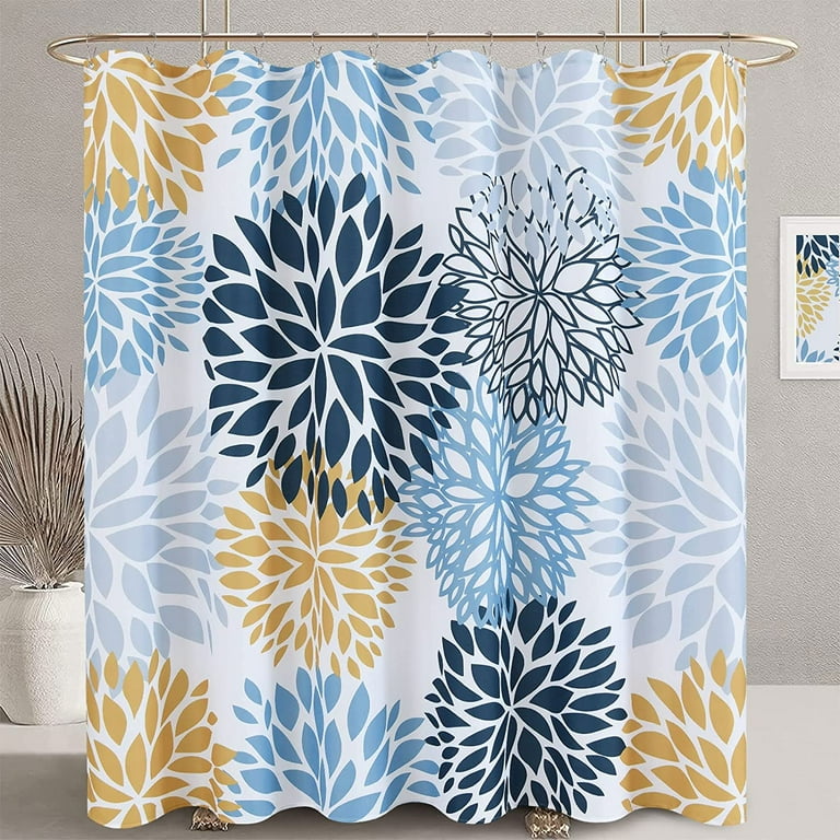 Royal blue shower cheap curtain set