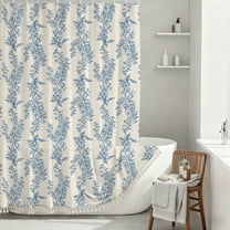 Shower Curtain Floral Cotton Linen Cottagecore Shower Curtain for Bathroom 72" W x 72" L