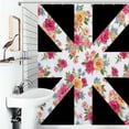 thumbnail image 1 of Shower Curtain Floral Pattern Union Jack Bath Curtain Polyester Fabric Bathroom Ration With Hooks, 1 of 4