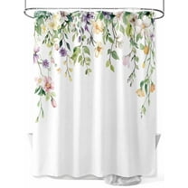 Shower Curtain Floral Shower Curtains for Bathroom, Waterproof Polyester Shower Curtain Set with Hooks, Small Stall Size 36" x 72" Leaf Flowers