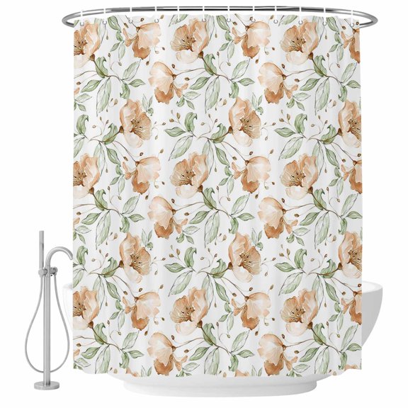 Shower Curtain Flower Floral Leaf Waterproof Polyester Bathroom Curtain Modern Decorative Bath Accessory for Shower, Tub, and Bathroom Decor 36 x 72 In