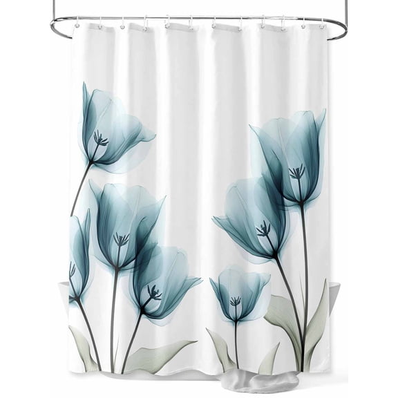 Shower Curtain Flower Shower Curtains for Bathroom, Waterproof Polyester Shower Curtain Set with Hooks, Small Stall Size 36" x 72" Tulip Flower