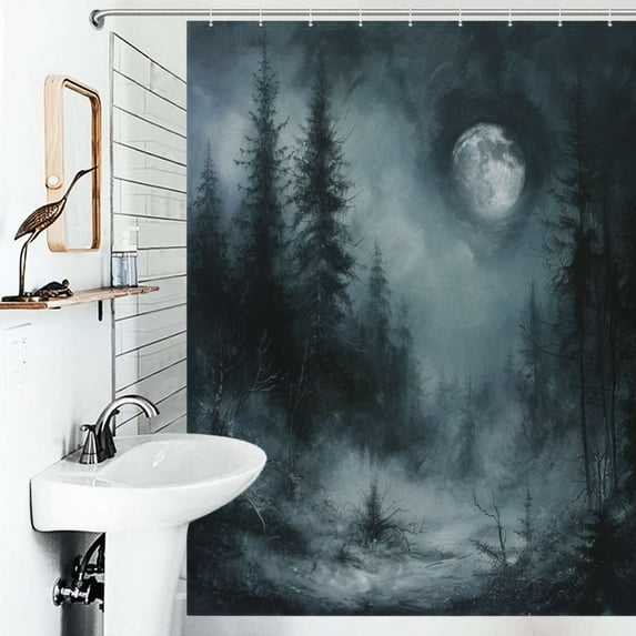 Shower Curtain Forest Night Polyester Waterproof Home Ration Curtain With Hook