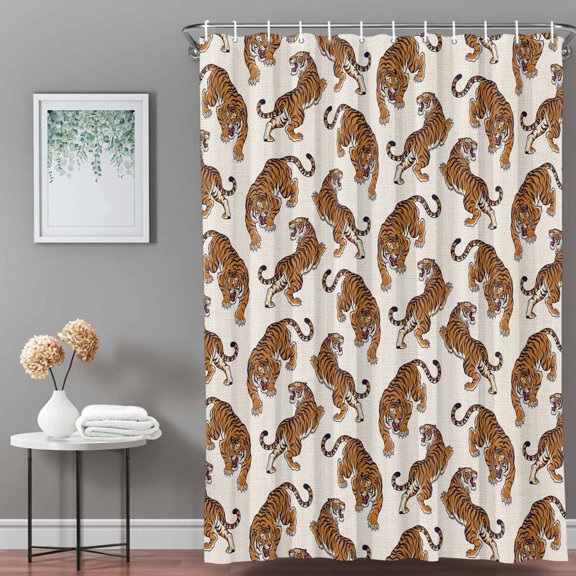Shower Curtain,Forest Tiger Vintage Tribe Waterproof Shower Curtain Set with Hooks for Bathroom Showers,Stalls and Bathtubs,36x72in,Abstract Ethnic Patterns