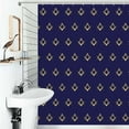 thumbnail image 1 of Shower Curtain Freemason Pattern Gold Blue Square And Compass Bath Curtain Polyester Fabric Bathroom Ration With Hooks, 1 of 4