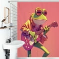 thumbnail image 1 of Shower Curtain Frog Playing Guitar Musical Frog Bathroom Waterproof Polyester Home Ration Curtain With Hook, 1 of 4