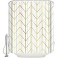 thumbnail image 1 of Shower Curtain, Geometric Chevron Yellow Pattern Washable Shower Curtain With Hooks Bath Decor Fabric Shower Curtains For Bathroom, Hotel, Stalls, Bathtubs 60"W x 72"L, 1 of 6