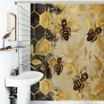 thumbnail image 1 of Shower Curtain Geometric Pattern With Bee Bath Curtain Polyester Fabric Bathroom Ration With Hooks, 1 of 4