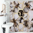thumbnail image 1 of Shower Curtain Geometric Pattern With Bee Bath Curtain Polyester Fabric Bathroom Ration With Hooks, 1 of 4