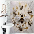 thumbnail image 1 of Shower Curtain Geometric Pattern With Bee Polyester Waterproof Home Ration Curtain With Hook, 1 of 4
